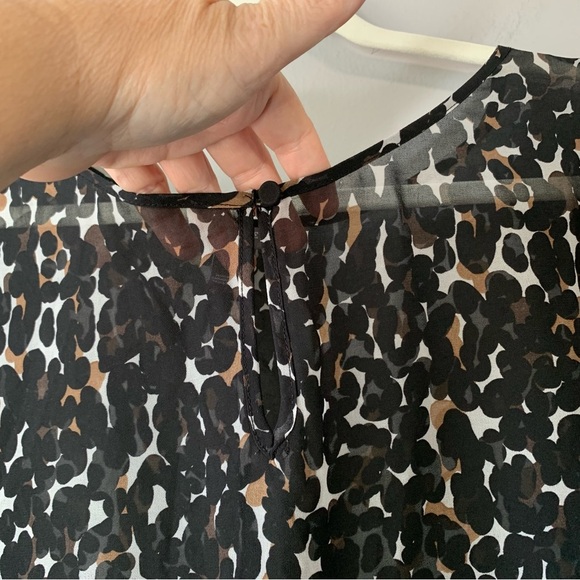 A Pea In The Pod Maternity black sheer leopard blouse with long sleeves. Size L - Picture 4 of 9